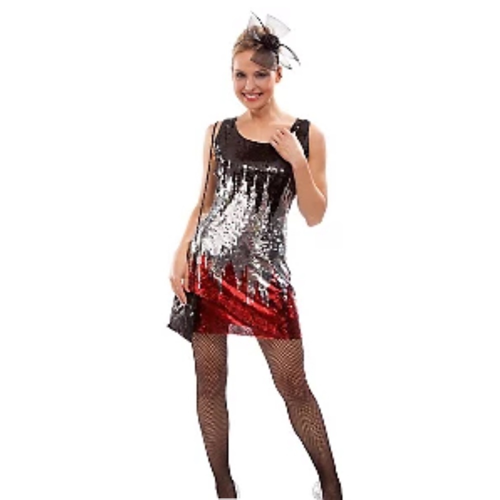 Jerry Beck Sequin‎ Black and Red Mini Dress